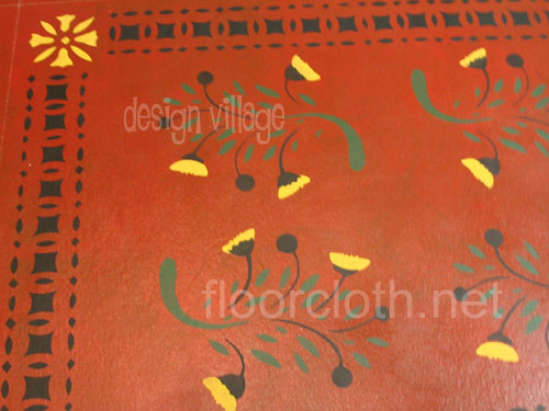 Early American Flowers Floorcloth