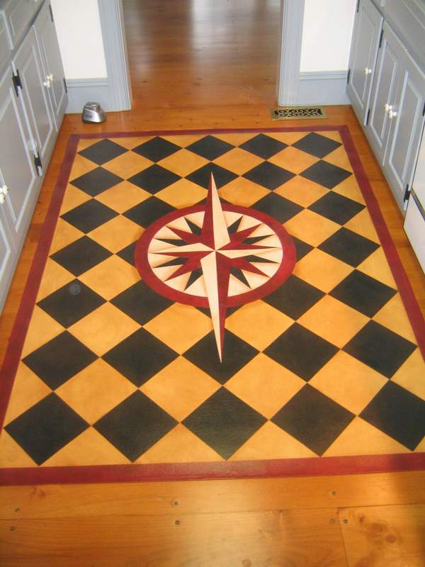 Mariners Compass with diamonds Floorcloth