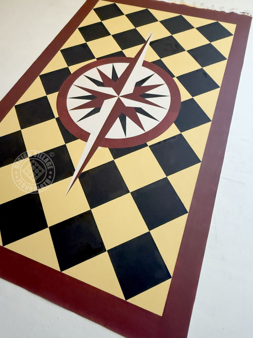 Mariners Compass with diamonds Floorcloth