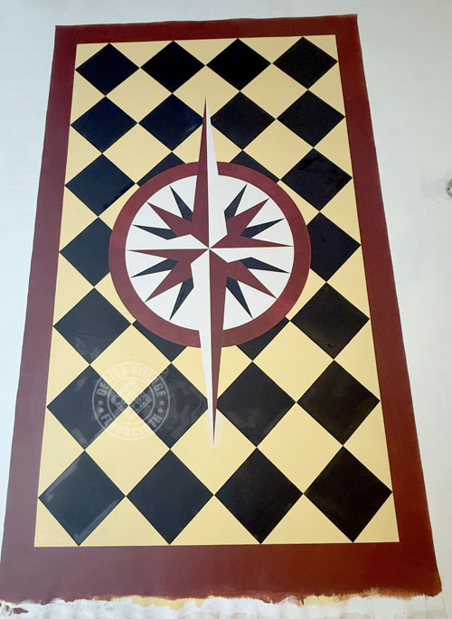 Mariners Compass with diamonds Floorcloth