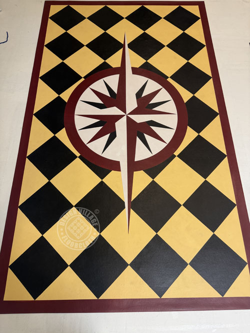 Mariners Compass with diamonds Floorcloth
