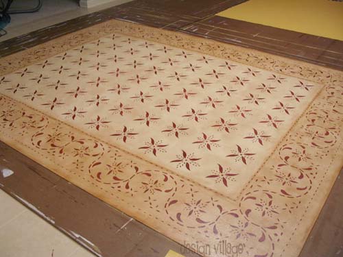 May House Floorcloth #4 with Solid border