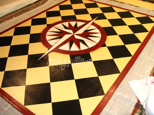 Mariners Compass with diamonds Floorcloth