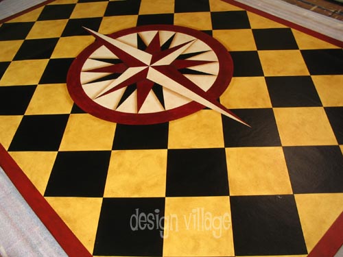 Mariners Compass with diamonds Floorcloth