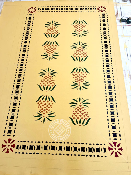 Early American Pineapple Floorcloth