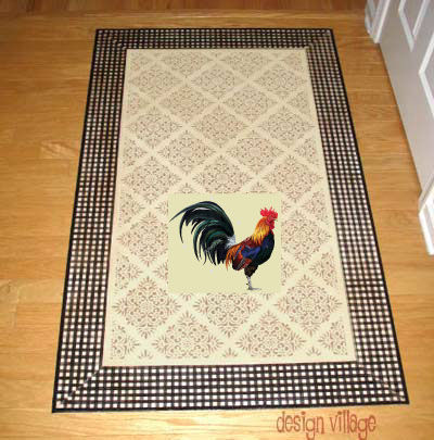 Rooster Floorcloth mock up