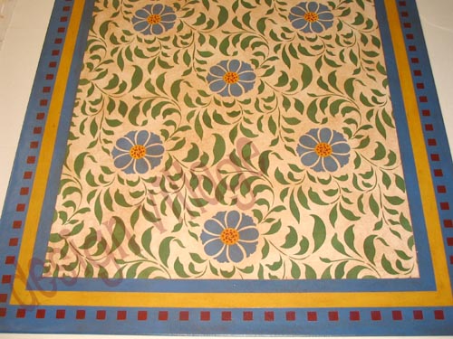 Valley of Flowers Floorcloth after stenciling