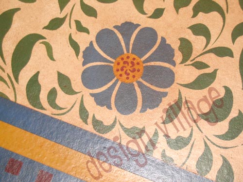 Valley of Flowers Floorcloth after stenciling