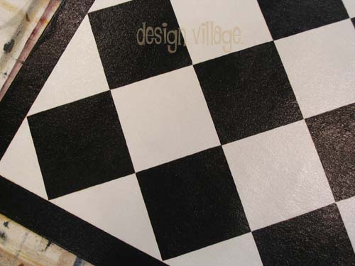 Black and White Diamond Pattern Floorcloth