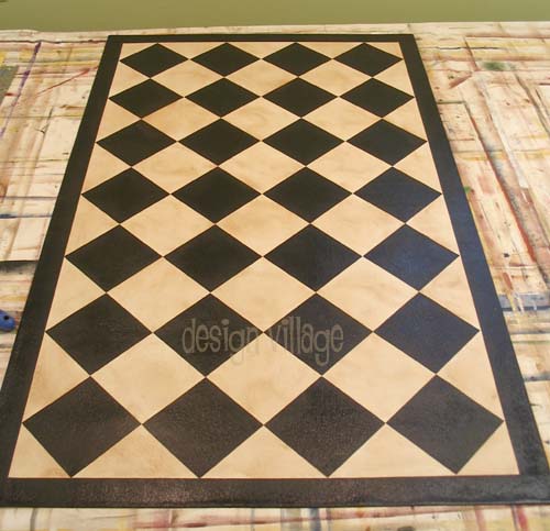 Black and White Diamond Pattern Floorcloth