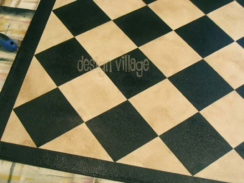 Black and White Diamond Pattern Floorcloth