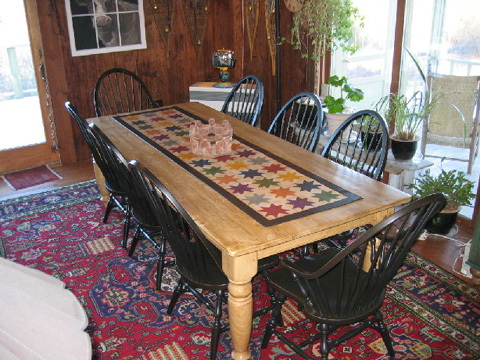 Star Quilt Floorcloth on Table