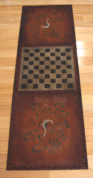 Bird in bush - Gameboard / Floorcloth / Table Runner in Spanish Red