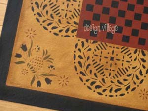 Close up view of Durant House Gameboard floorcloth 