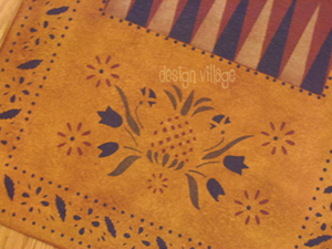 Close up view of Williamsburg Backgamon floorcloth 