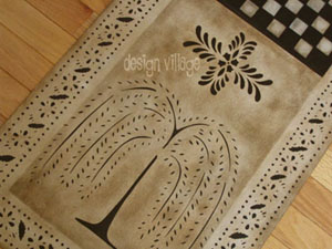 Close up view of Design: Primtive Willow Gameboard Floorcloth #3 in Pearl Essence