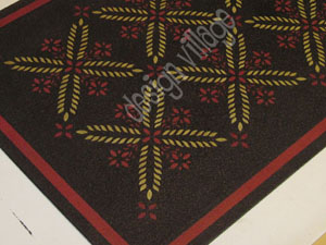 Colonial Flower Floorcloth in Black