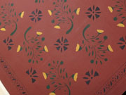 Early American Flowers floorcloth in Spanish Red